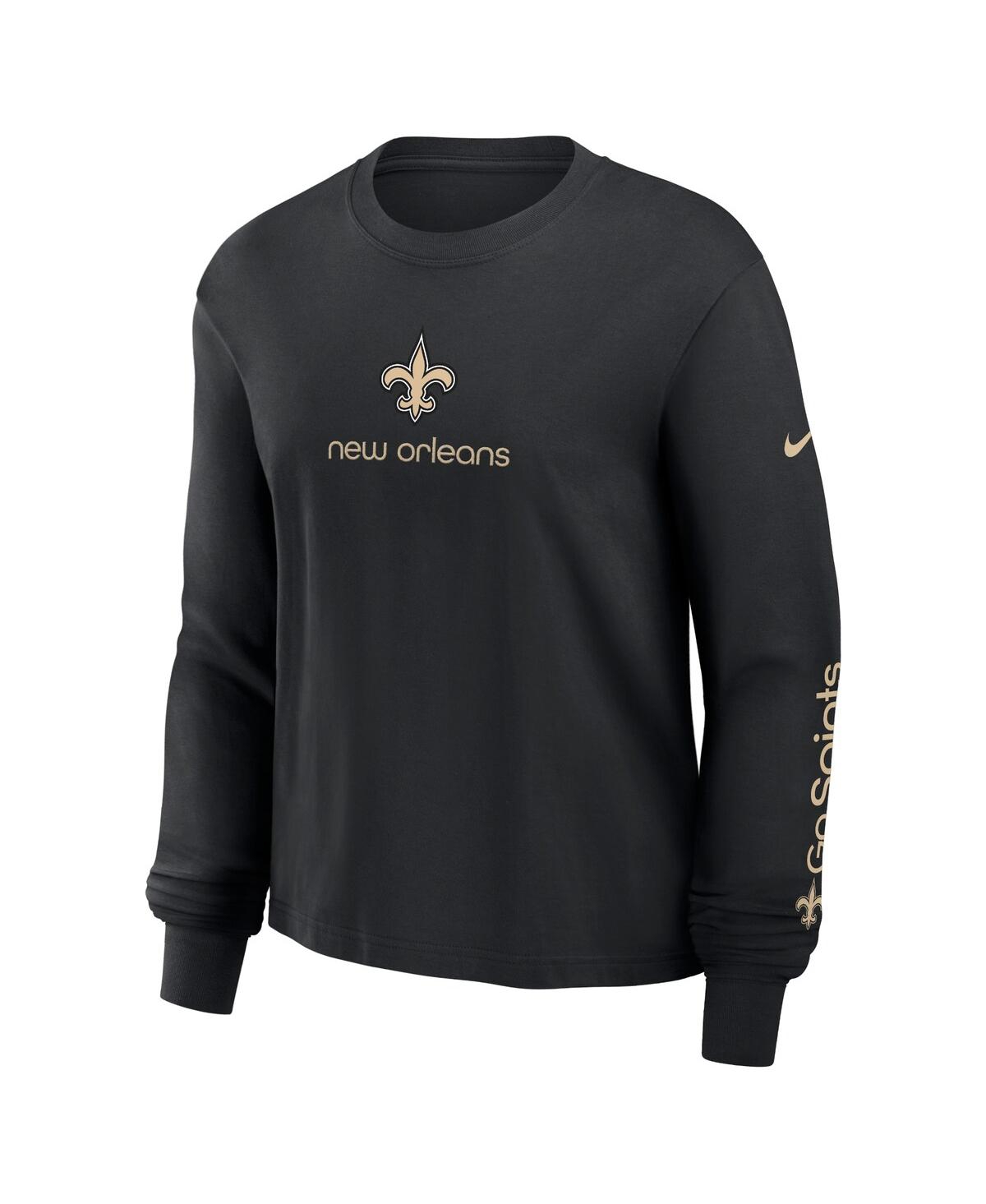Nike Black New Orleans Saints Boxy Long Sleeve T-shirt In Black