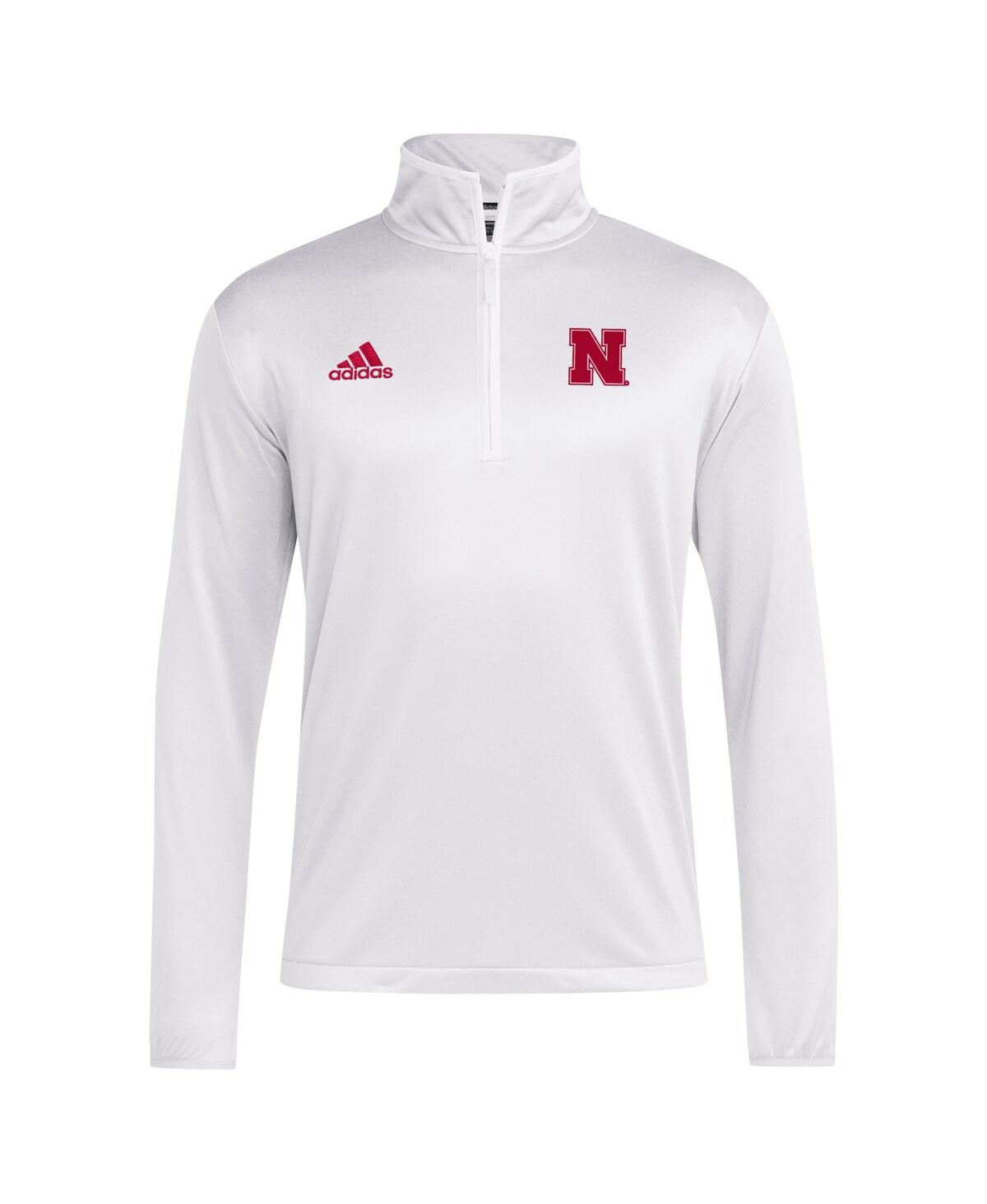 Adidas Men'sNebraska Huskers Coaches Sideline Quarter-Zip Top - White