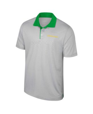 Men's Gray Oregon Ducks Big Tall Tuck Striped Polo