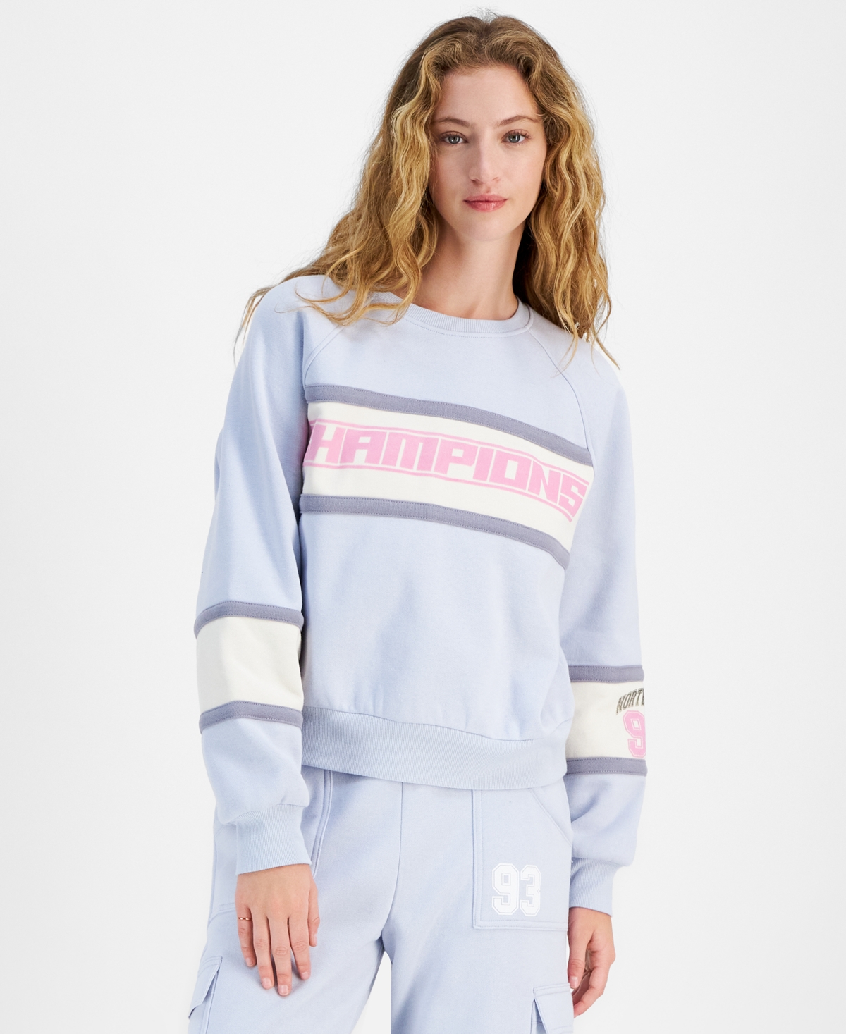 Juniors' Sporty Crewneck Sweatshirt - Heather Grey