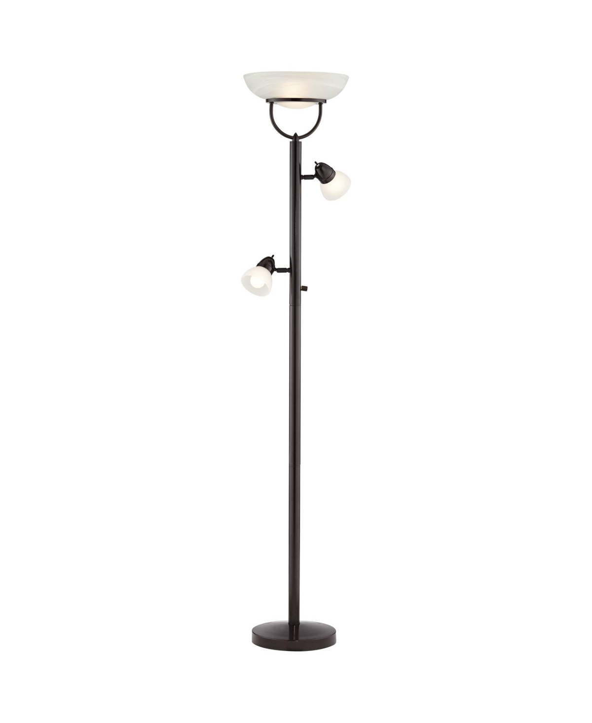 360 Lighting Modern Industrial Torchiere Floor Lamp 3-in-1 Design Tall Tiger BronzeMetal White Glass Dome Shade Decor for Living Room Readi