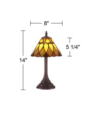 Austin Mission Accent Table Lamp 14" High LED Warm Brown Amber Art Glass Shade for Bedroom Bedside Nightstand Office House Home