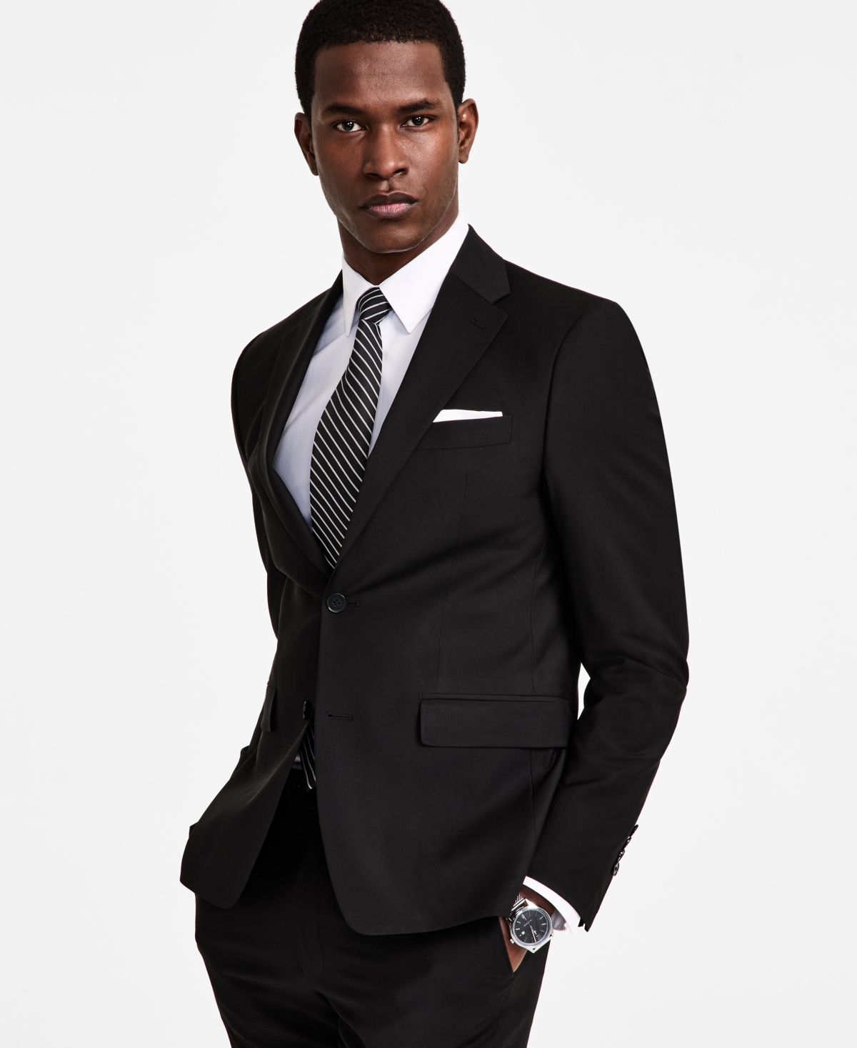 Shop Calvin Klein Men's Skinny-fit Wool Blend Suit Jacket In Black