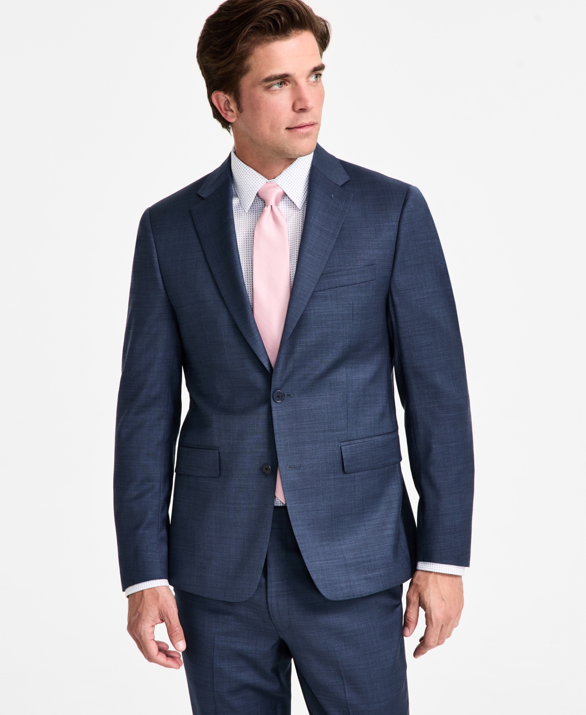 Men's Skinny-Fit Wool Blend Suit Jacket - Blue
