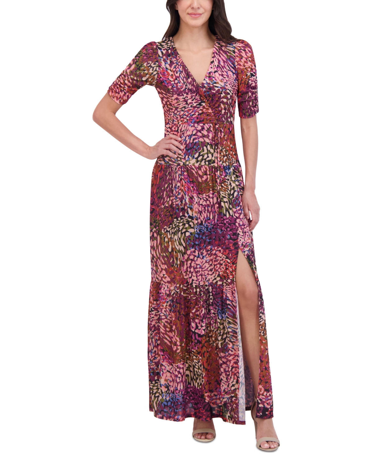 Vince Camuto Women's V-Neck Front-Shirred Maxi Dress
