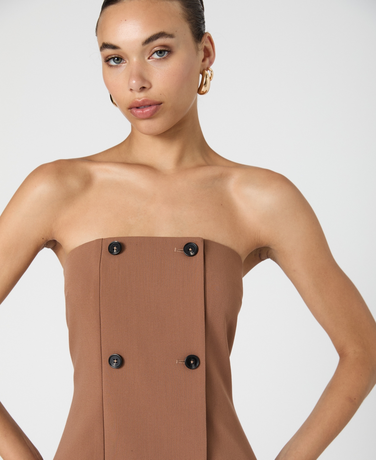 French Connection Women's Azra Twill Strapless Trench Midi Dress
