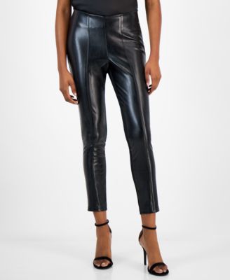 Women's Faux-Leather Skinny Ankle Pants