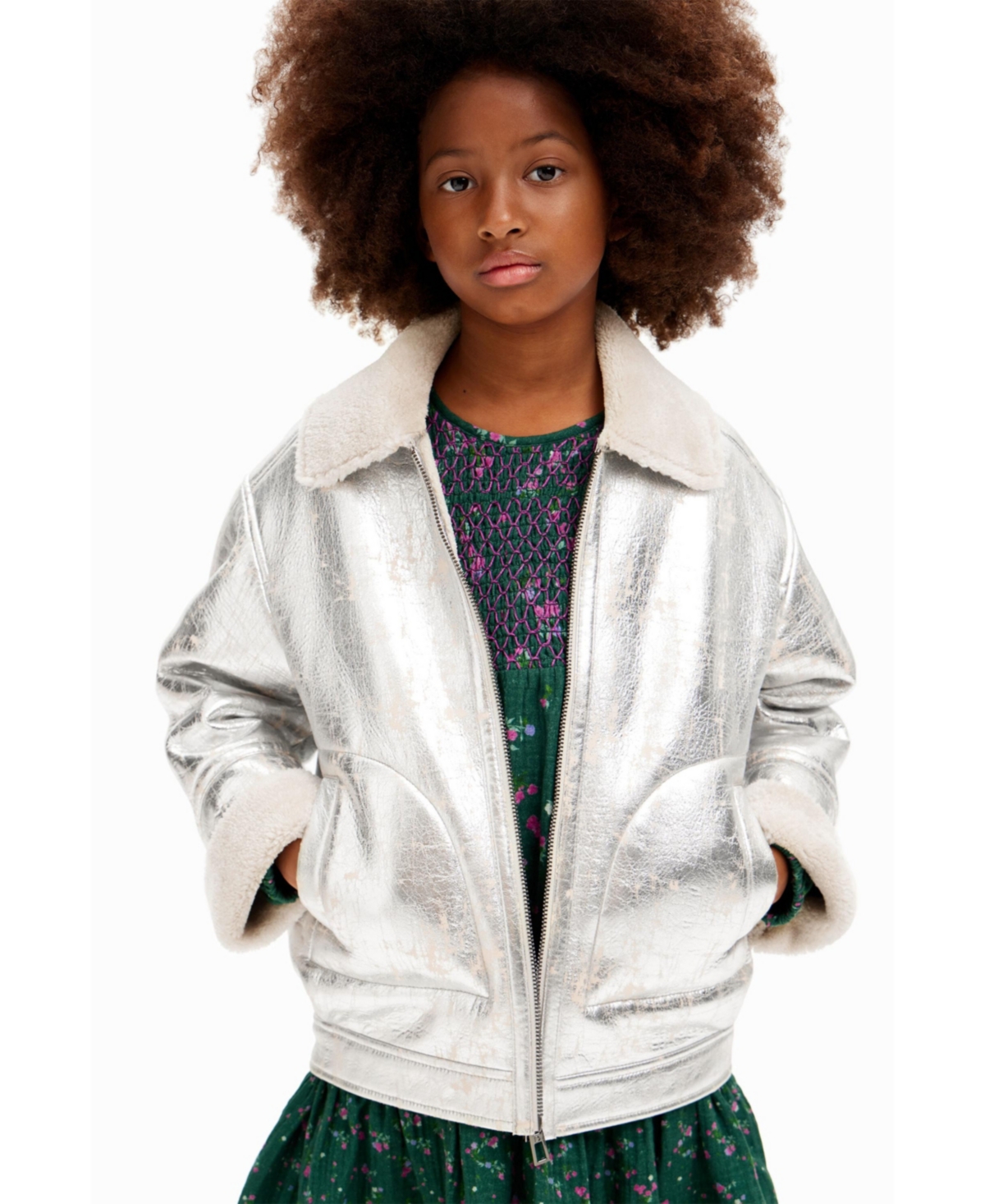 Desigual Girls Girls's Metallic shearling jacket