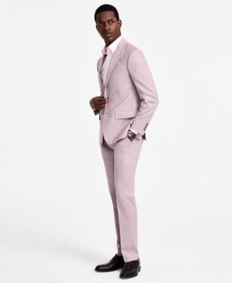 Мужской приталенный костюм из смесовой шерсти Calvin Klein отделяет