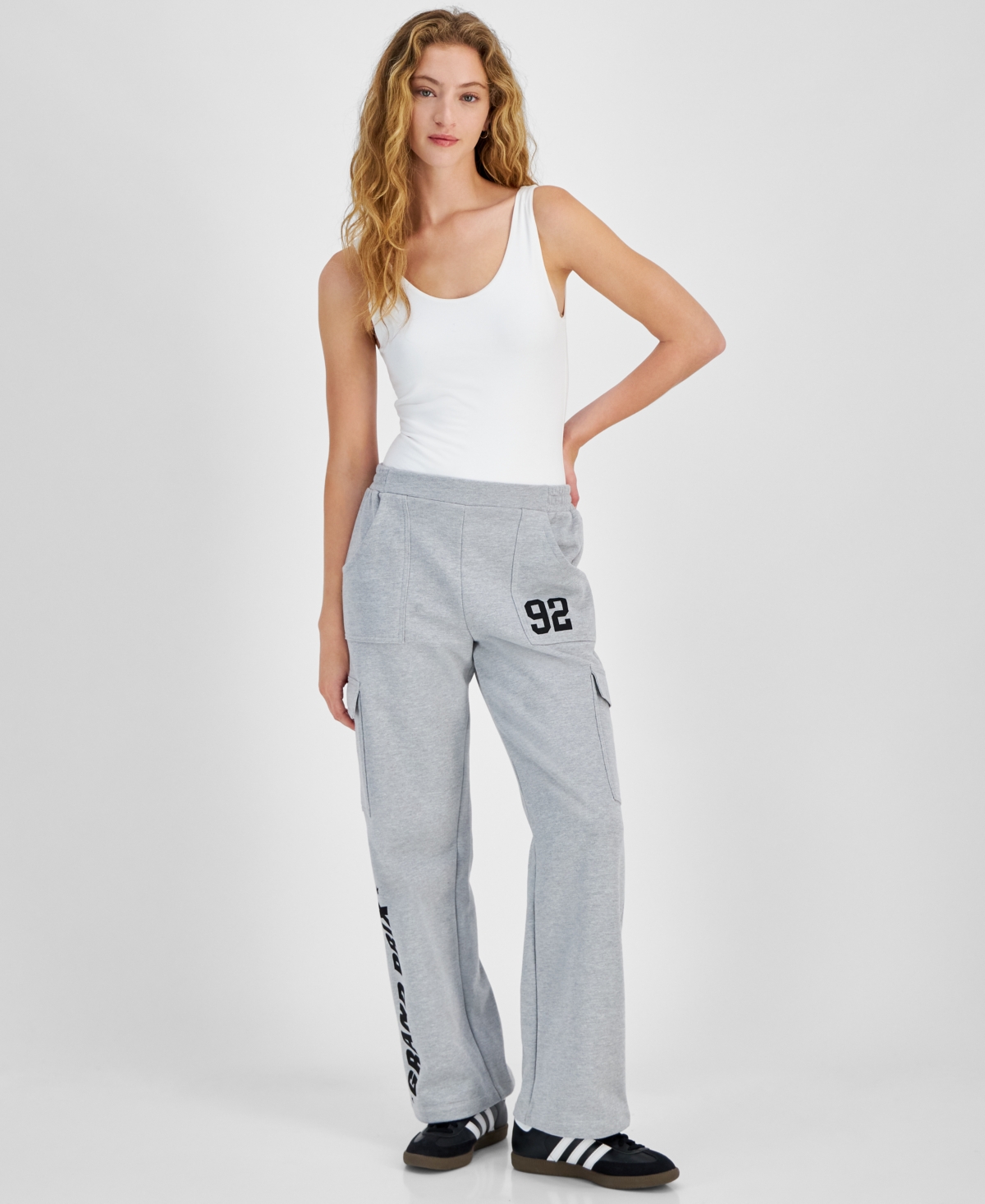 Juniors' Sporty Cargo Sweatpants - Heather Grey