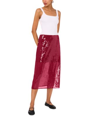 Women's Side-Zip Sequin Midi Skirt
