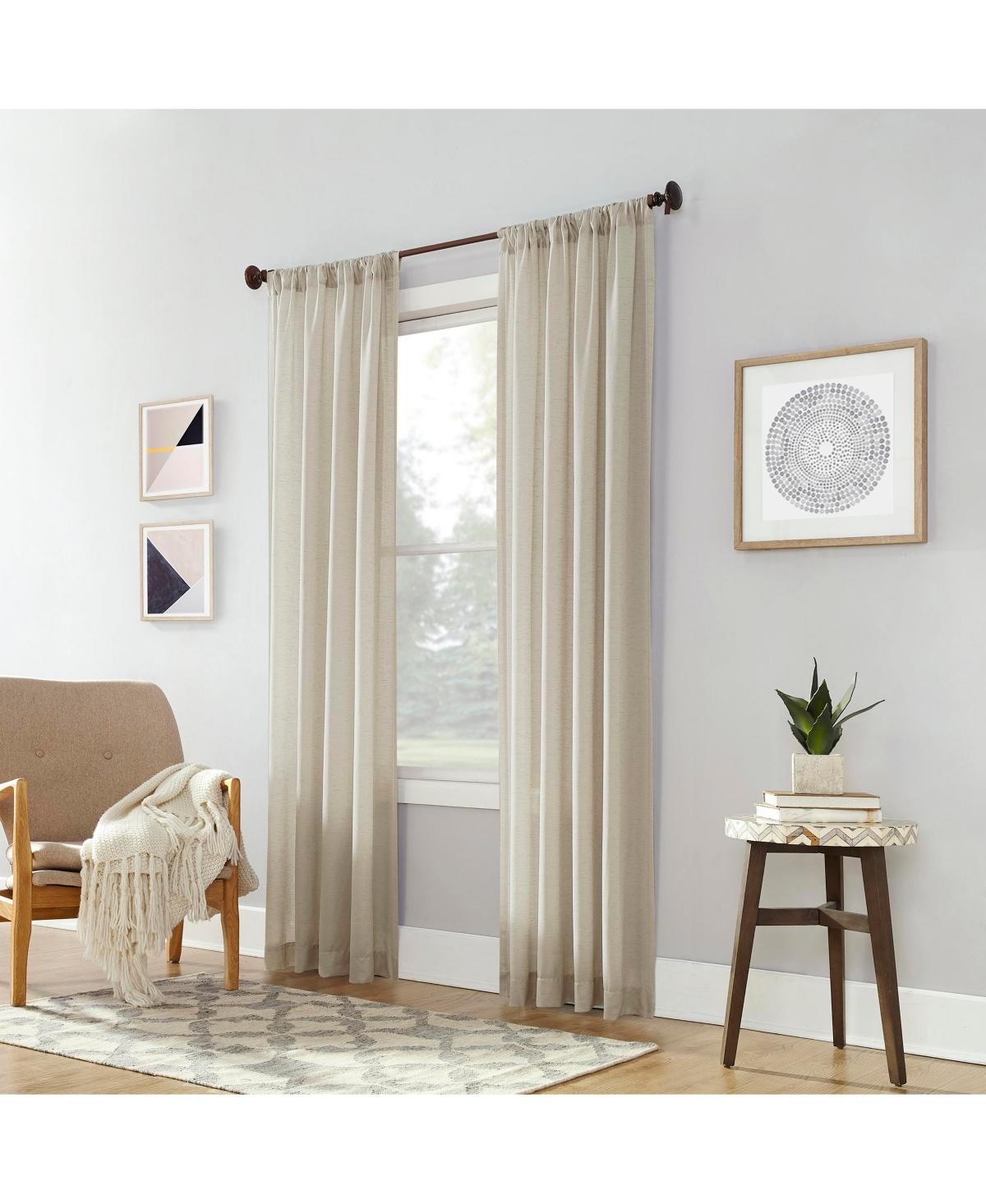 Amalfi Linen Blend Textured Semi-Sheer Rod Pocket Curtain Panel