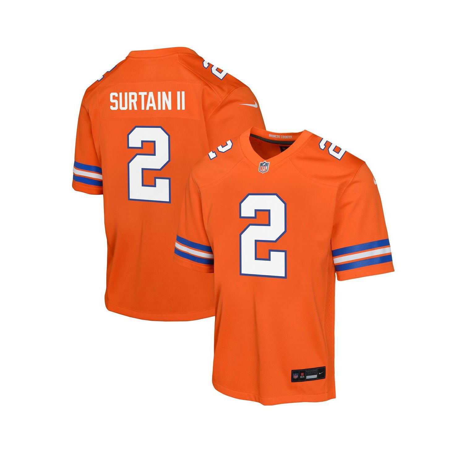 Big Boys and Girls Patrick Surtain II Denver Broncos Mile High Collection 1977 Throwback Game Jersey
