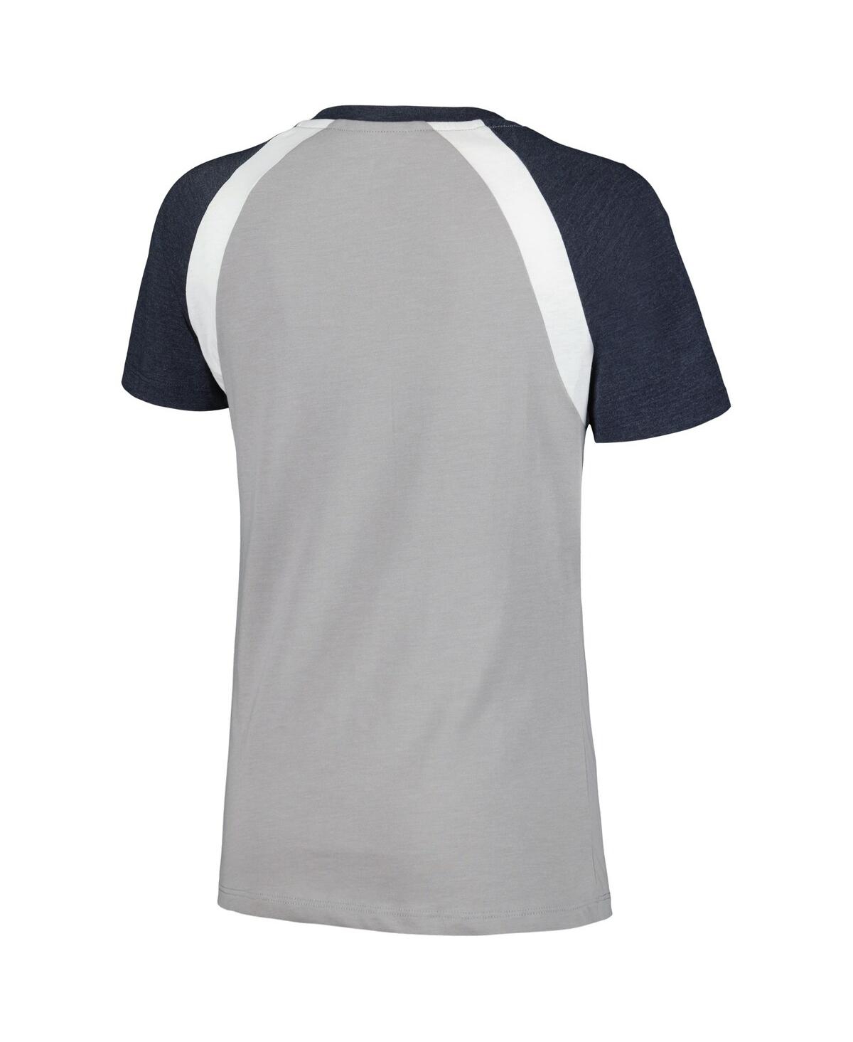NEW ERA WOMEN'S GRAY NEW YORK YANKEES HEATHERED RAGLAN V-NECK T-SHIRT 