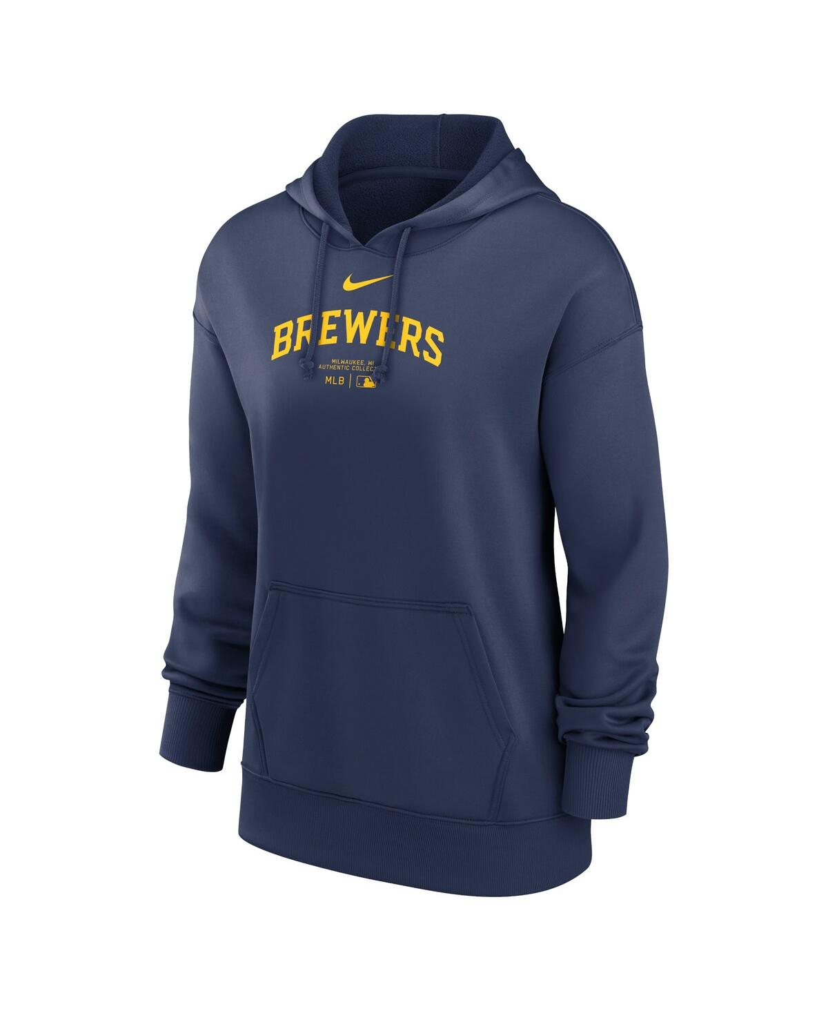 Nike Women'sMilwaukee Brewers Authentic Collection Performance Pullover Hoodie - Navy