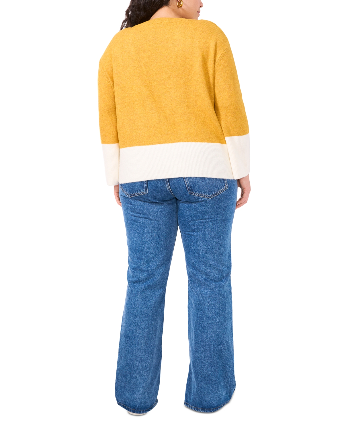 VINCE CAMUTO PLUS SIZE COLORBLOCKED CREWNECK SWEATER 