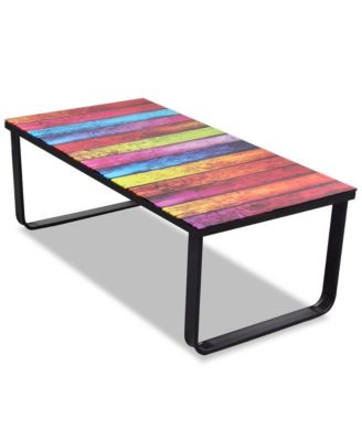 Coffee Table with Rainbow Printing Glass Top
