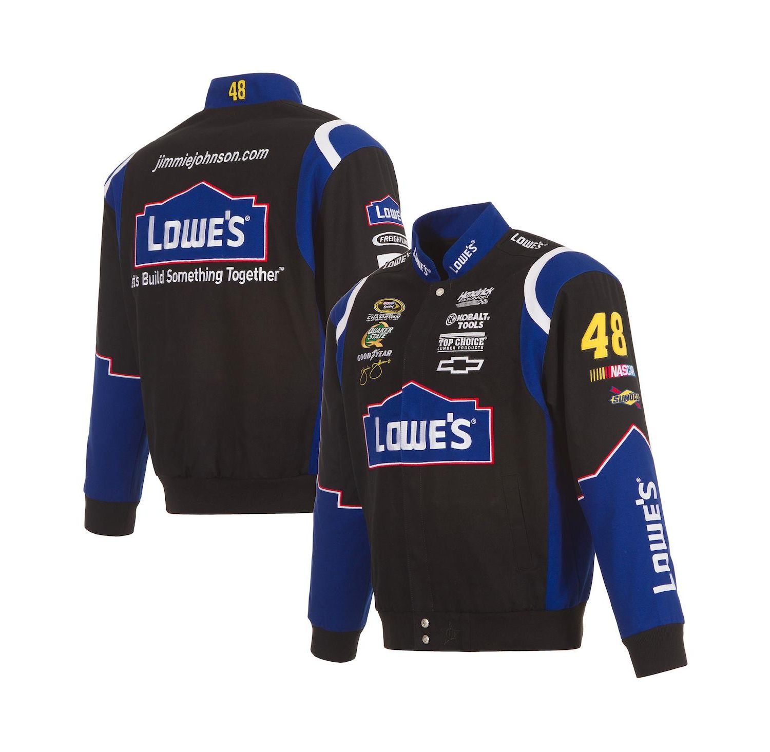 Men's Black Jimmie Johnson Lowe's Twill Driver Uniform Full-Snap Jacket