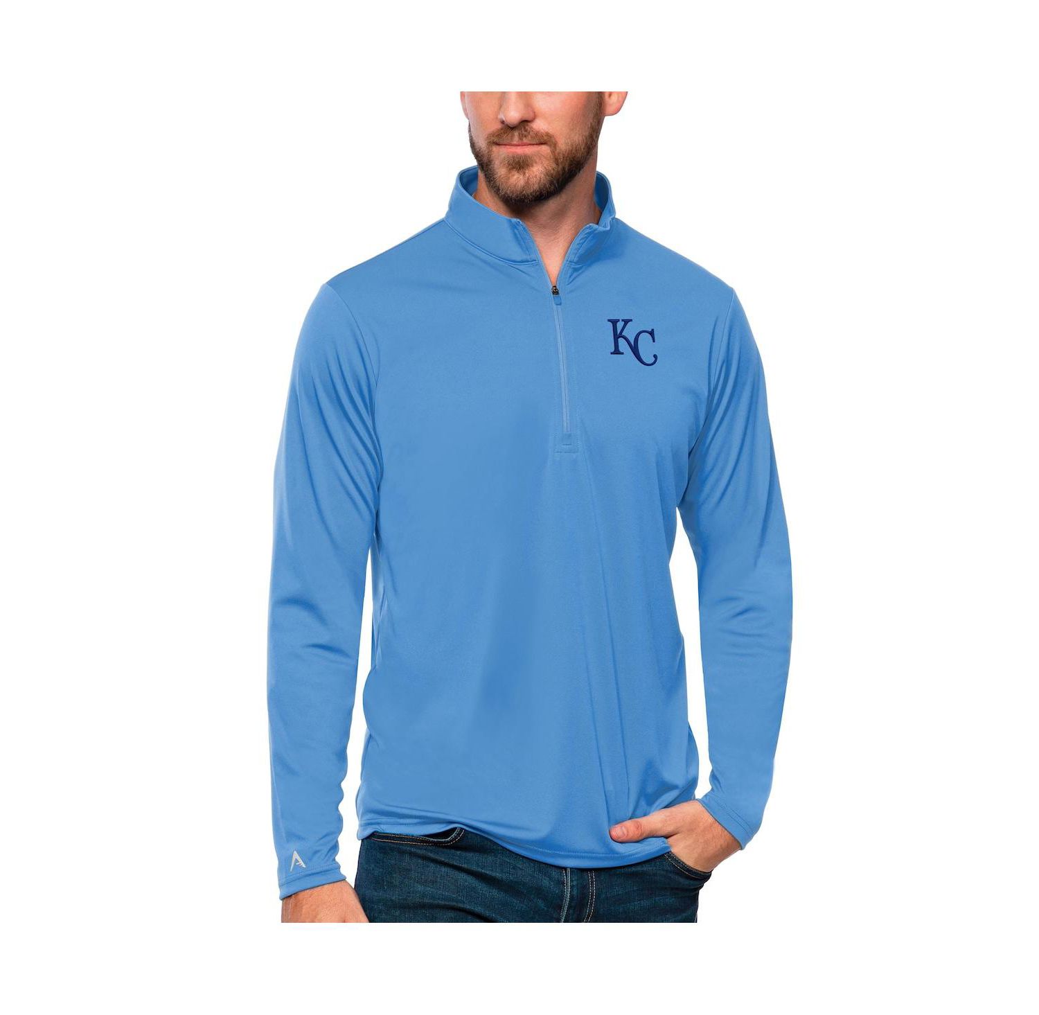 Men's Powder Blue Kansas City Royals Tribute Quarter-Zip Pullover Top