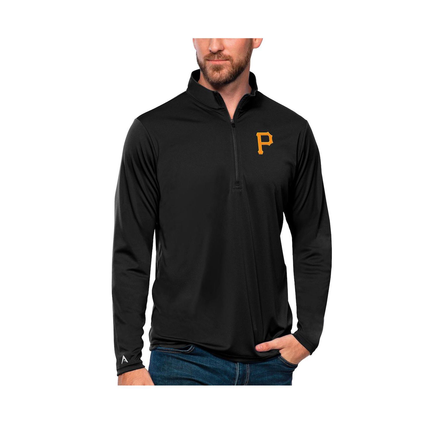 Men's Black Pittsburgh Pirates Tribute Quarter-Zip Pullover Top