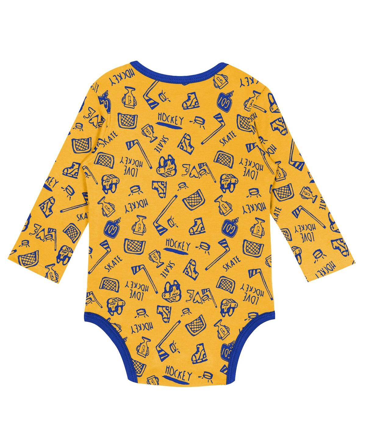Outerstuff Baby Boys And Girls Gold St. Louis Blues Dynamic Defender Long Sleeve Bodysuit In Gold