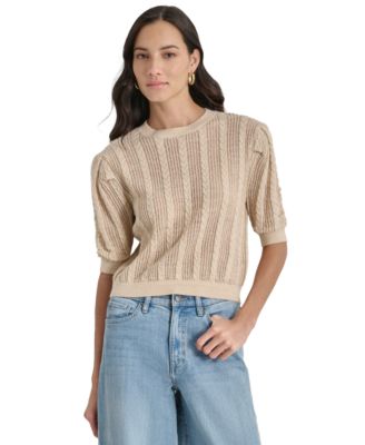 DKNY Jeans - Women's Mixed Stitch Puff-Sleeve Sweater