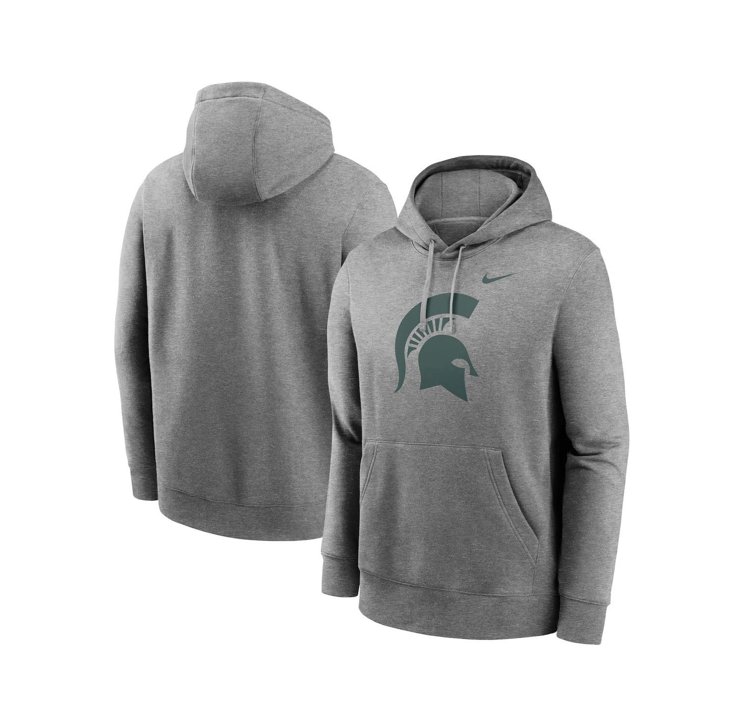 Men's Heather Gray Michigan State Spartans Primetime Evergreen Club Fleece Pullover Hoodie
