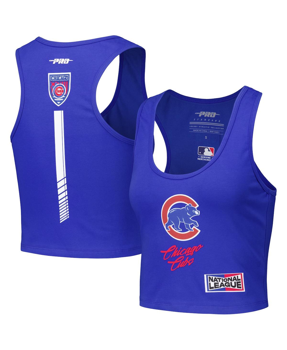 Women's Royal Chicago Cubs Fast Lane Fitted Tri-Blend Cropped Tank Top - Royal