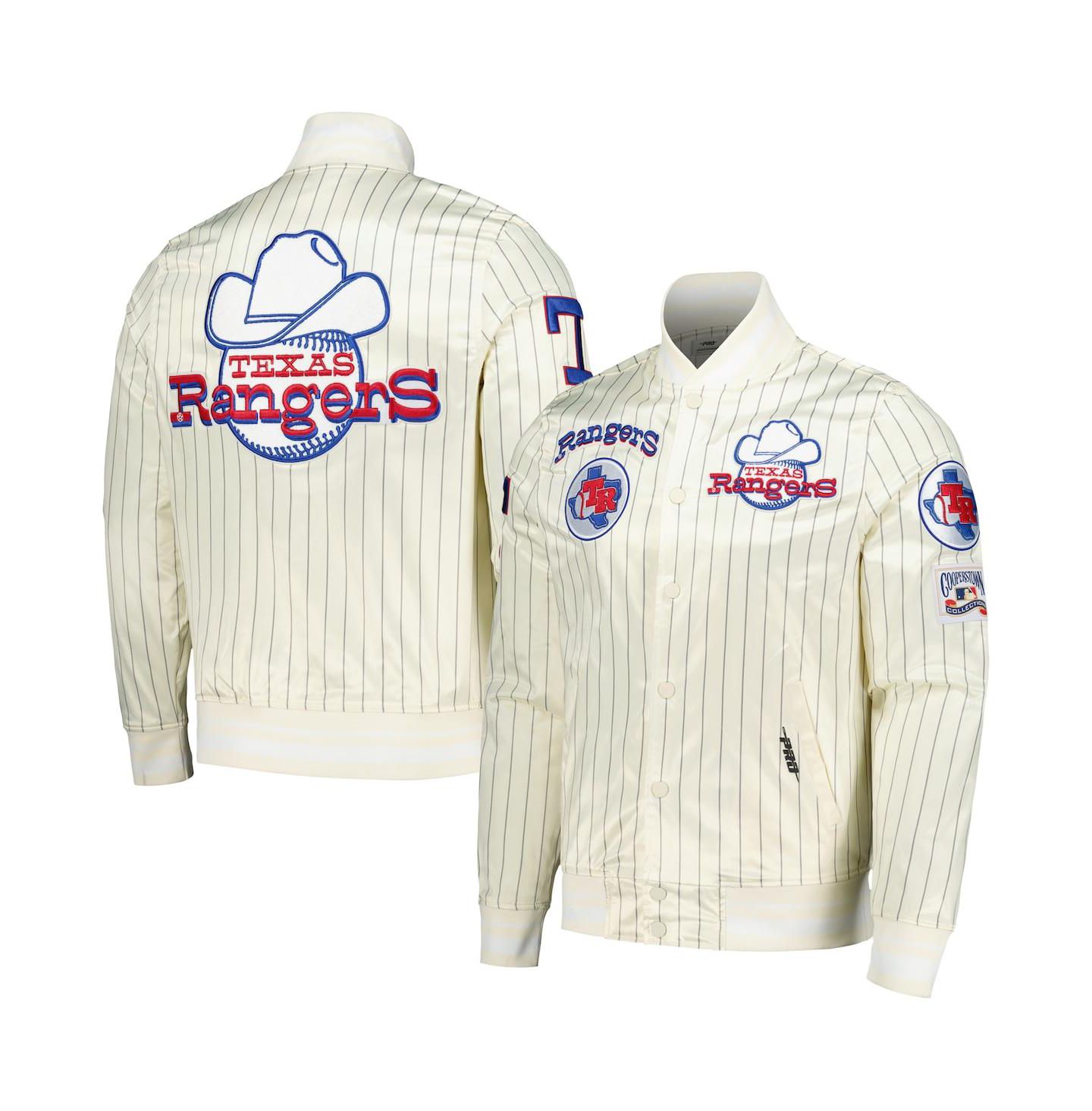 Мужская куртка Pro Standard Cream Texas Rangers Cooperstown Collection Pinstripe Retro Classic Satin Full-Snap — фото 1