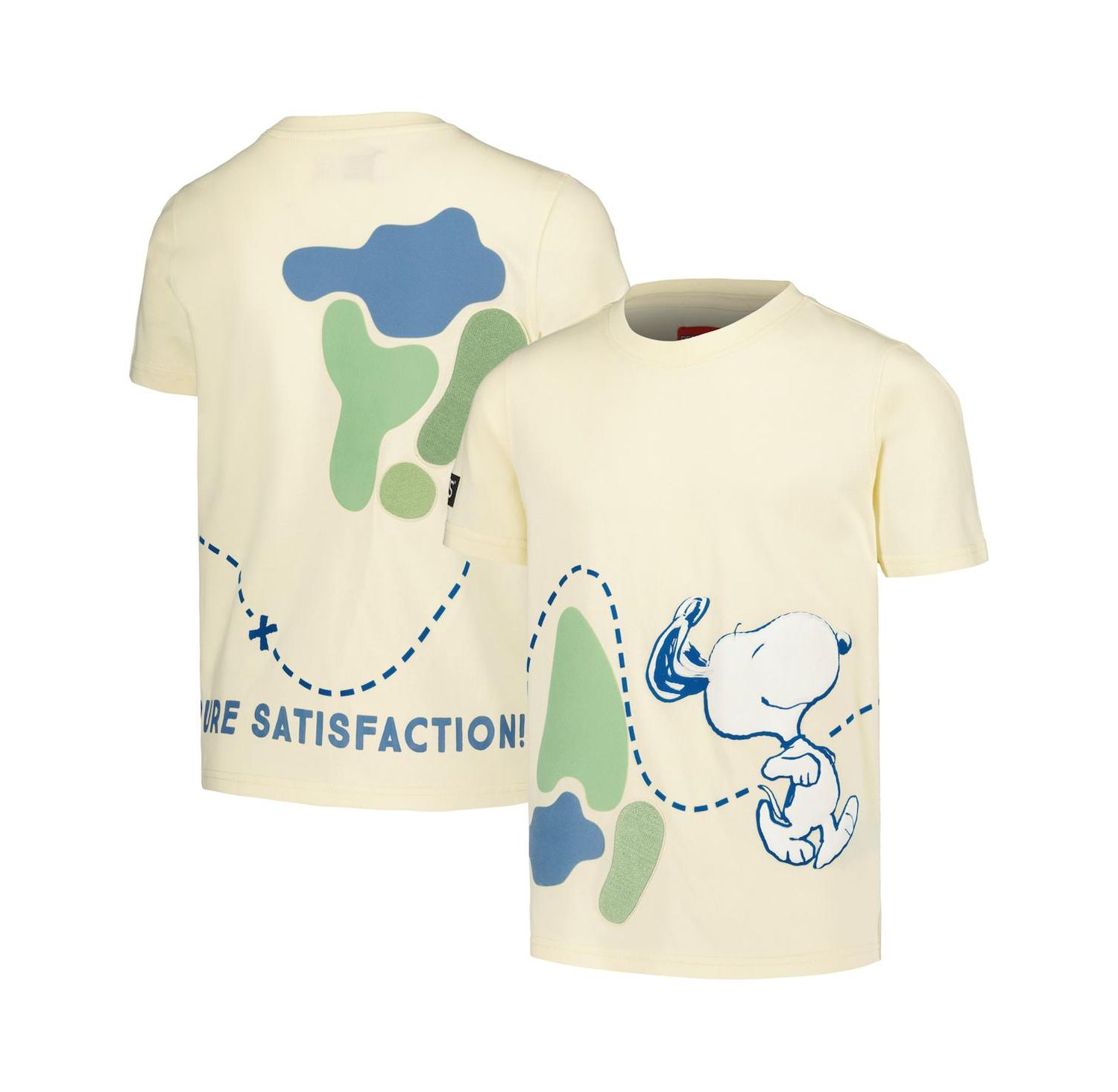 Big Boys and Girls Cream Peanuts Snoopy Map T-Shirt