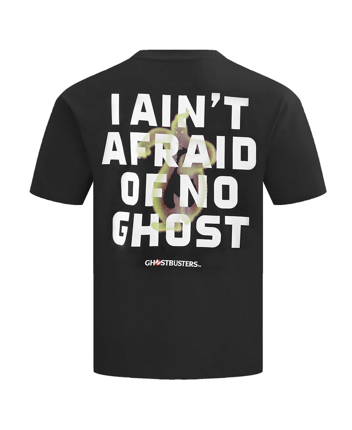 FREEZE MAX MEN'S AND WOMEN'S BLACK GHOSTBUSTERS AFRAID OF NO GHOSTS DROPPED SHOULDER T-SHIRT 