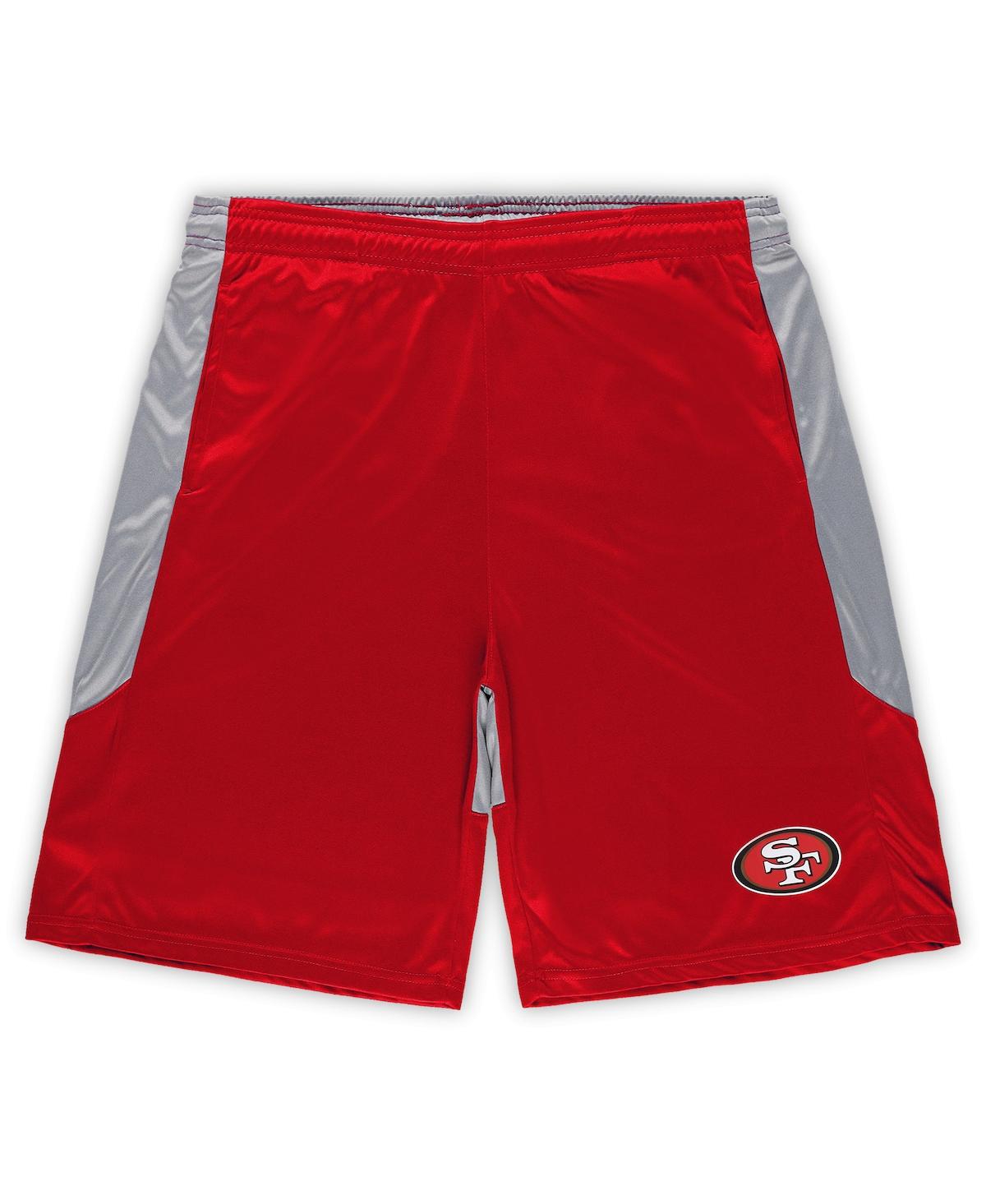 Fanatics Men'sSilver San Francisco 49ers Big Tall Team Logo Shorts - Scarlet, Silver