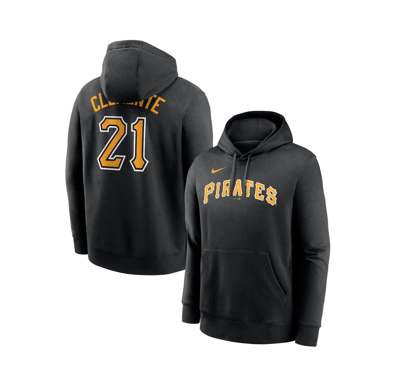 Men's Roberto Clemente Black Pittsburgh Pirates Player Name & Number Club Pullover Hoodie