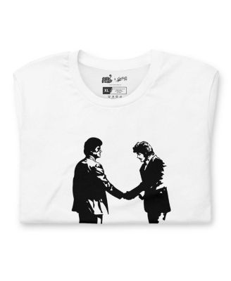 Men's and Women's White Pink Floyd Wish You Were Here Handshake Tri-Blend T-Shirt