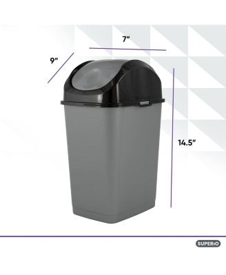 Small 2.5 Gallon Plastic Trash Can with Swing Top Lid