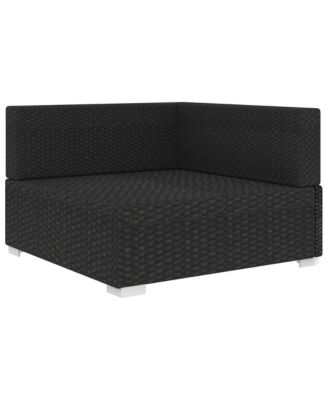 Sectional Corner Chair with Cushions Poly Rattan Black