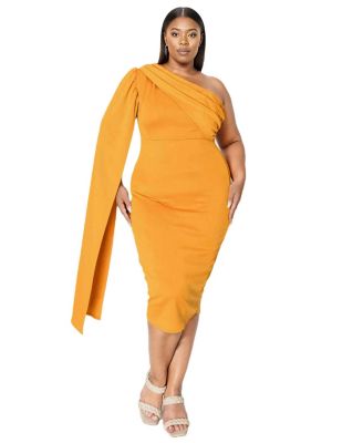 Plus Size Spade One Shoulder Cape Dress