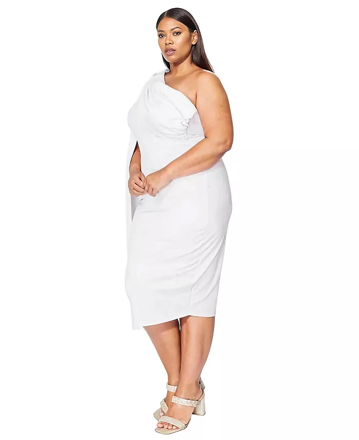 Plus Size Spade One Shoulder Cape Dress - thumbnail 8