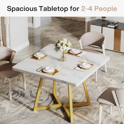Square Dining Table for 4, 31.5" Industrial Dinner Table with Metal Base, Wood Kitchen Table for Dining Room, Small Space, Apartment