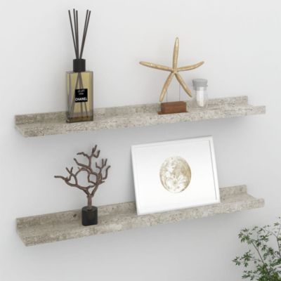 Wall Shelf Set of 2 Concrete grey MDF 23.6x3.5x1.2 in