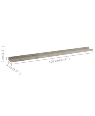 Wall Shelf Set of 4 Concrete Grey MDF 39.4x3.5x1.2 in