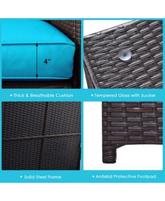 6PCS Patio Rattan Furniture Set 32'' Fire Pit Table Tank Holder with Cover