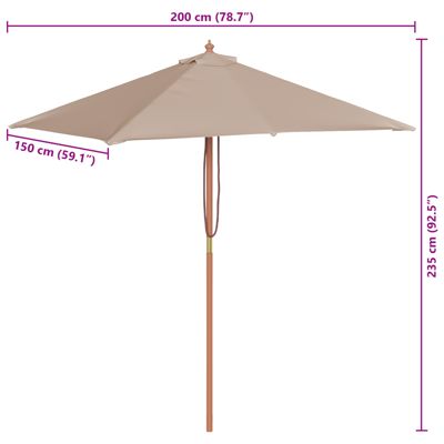 Outdoor Parasol with Wooden Pole 59.1"x78.7" Taupe