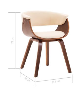 Dining Chair Cream Bent Wood and Faux Leather