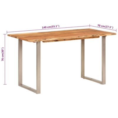 Vida XL Powder-coated steel Dining Table Natural Wood Solid Acacia wood