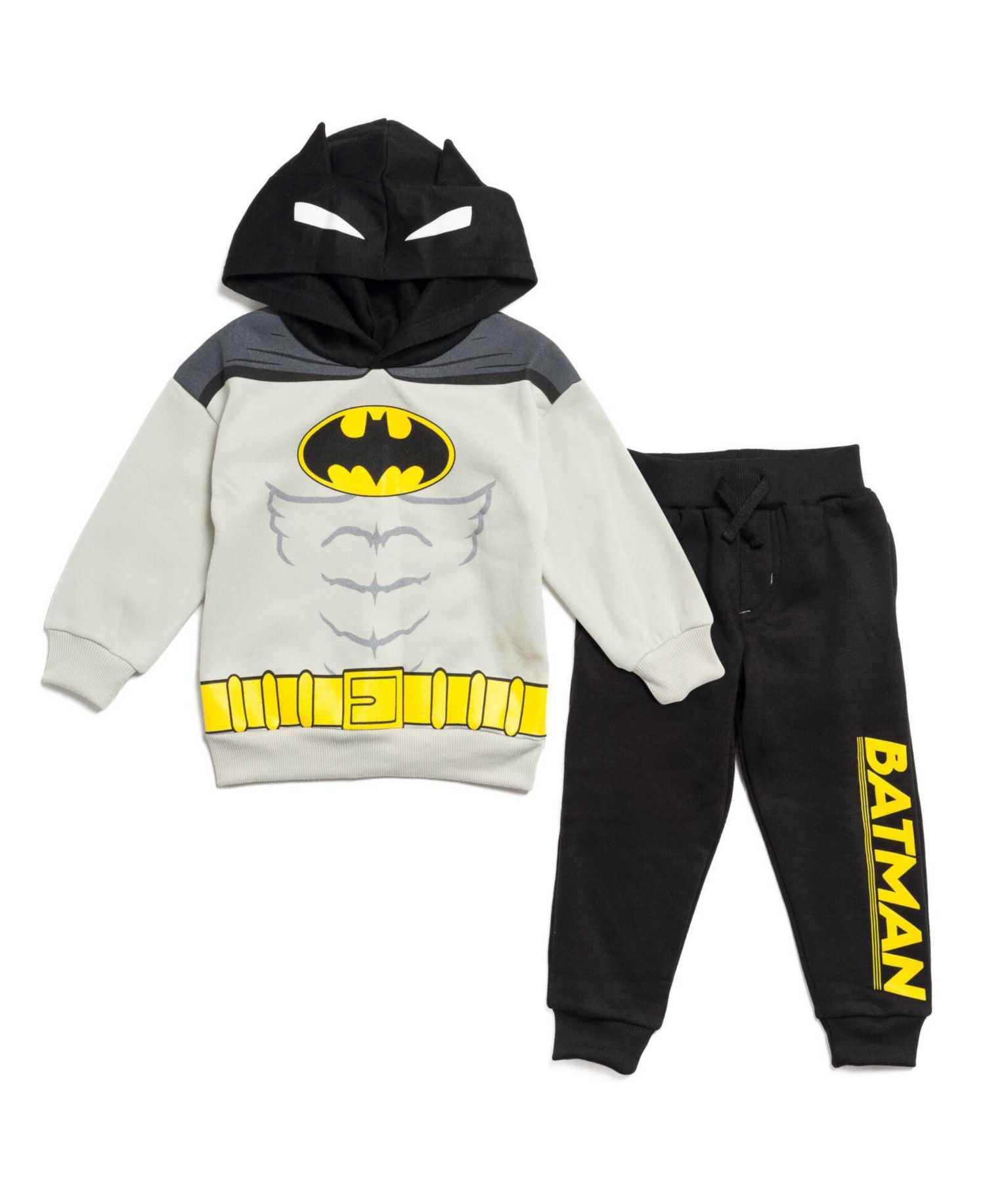 Little Boys 6-20 Superman Batman Fleece Pullover Hoodie and Pants Outfit Set