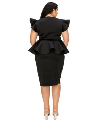 Plus Size Onyx Neoprene Peplum Dress