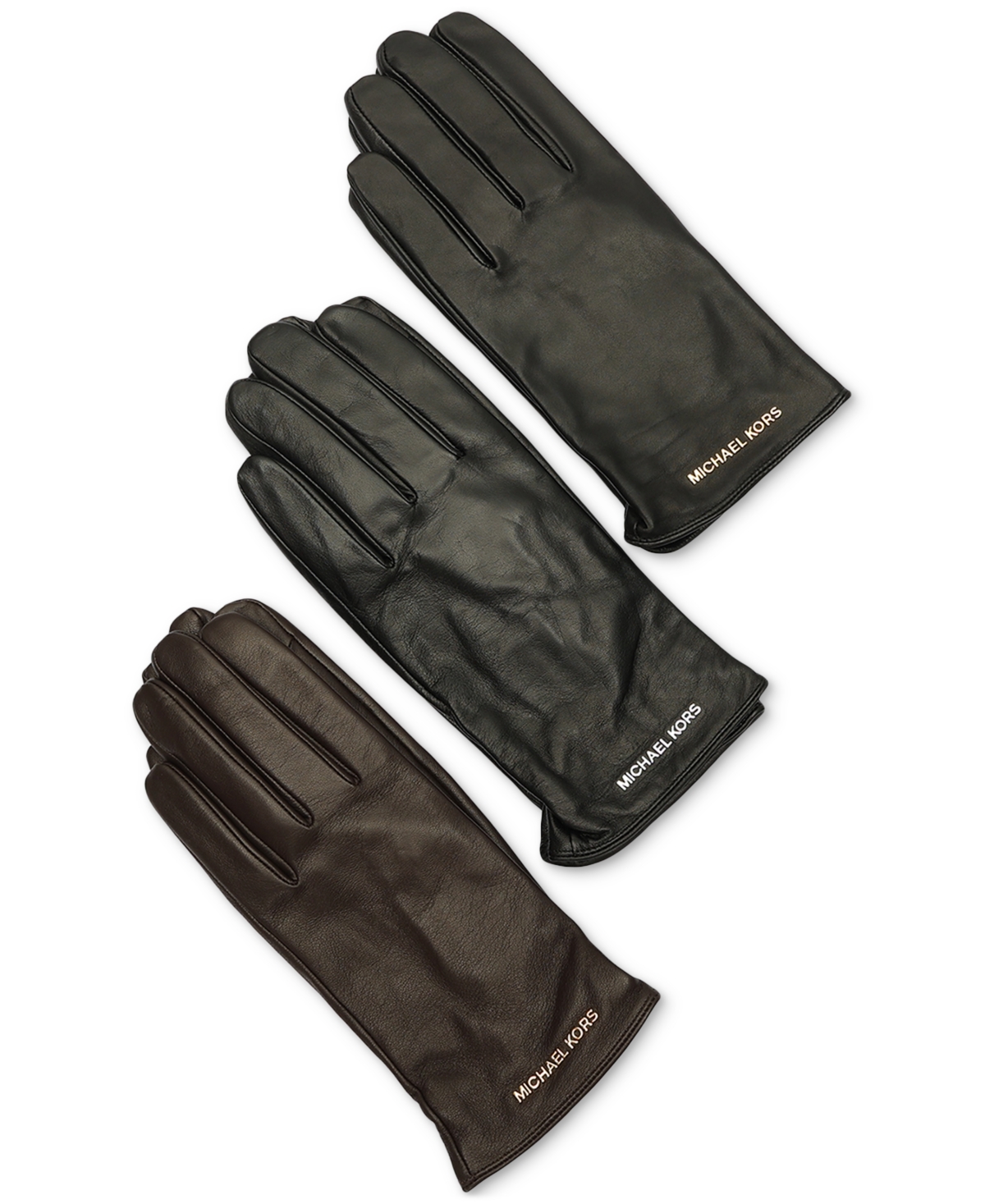 MICHAEL KORS MICHAEL MICHAEL KORS WOMEN'S LOGO DETAIL LEATHER TECH GLOVES 