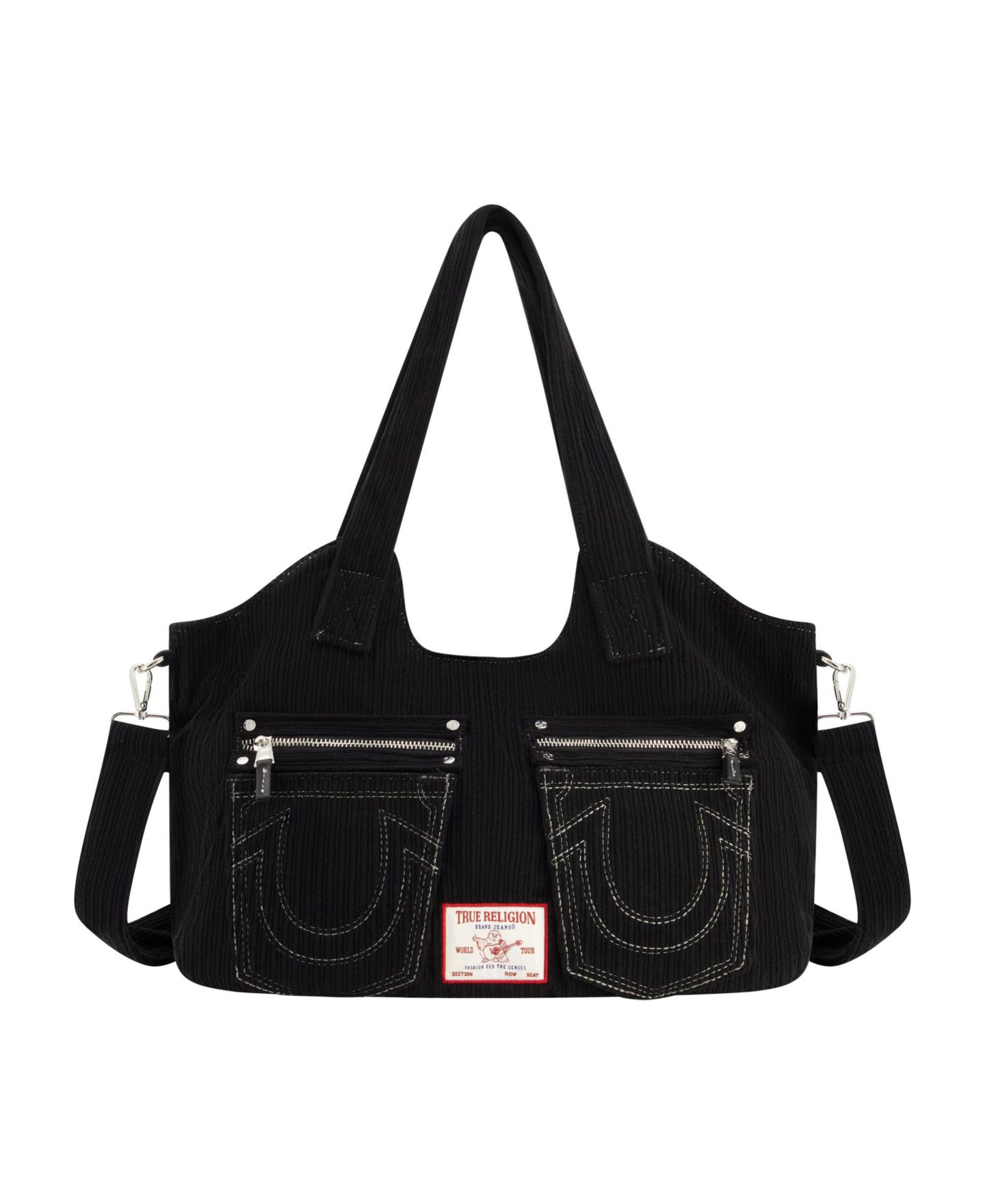 Женская сумка True Religion Horseshoe stitch Corduroy satchel., цвет: Чёрный — фото 1