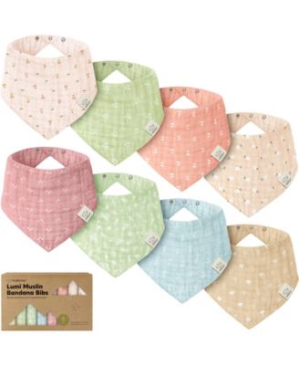 8pk Lumi Muslin Baby Bibs, Bandana Bibs for Baby Boy, Baby Girl, Muslin Drool Bib for Newborn, Toddler